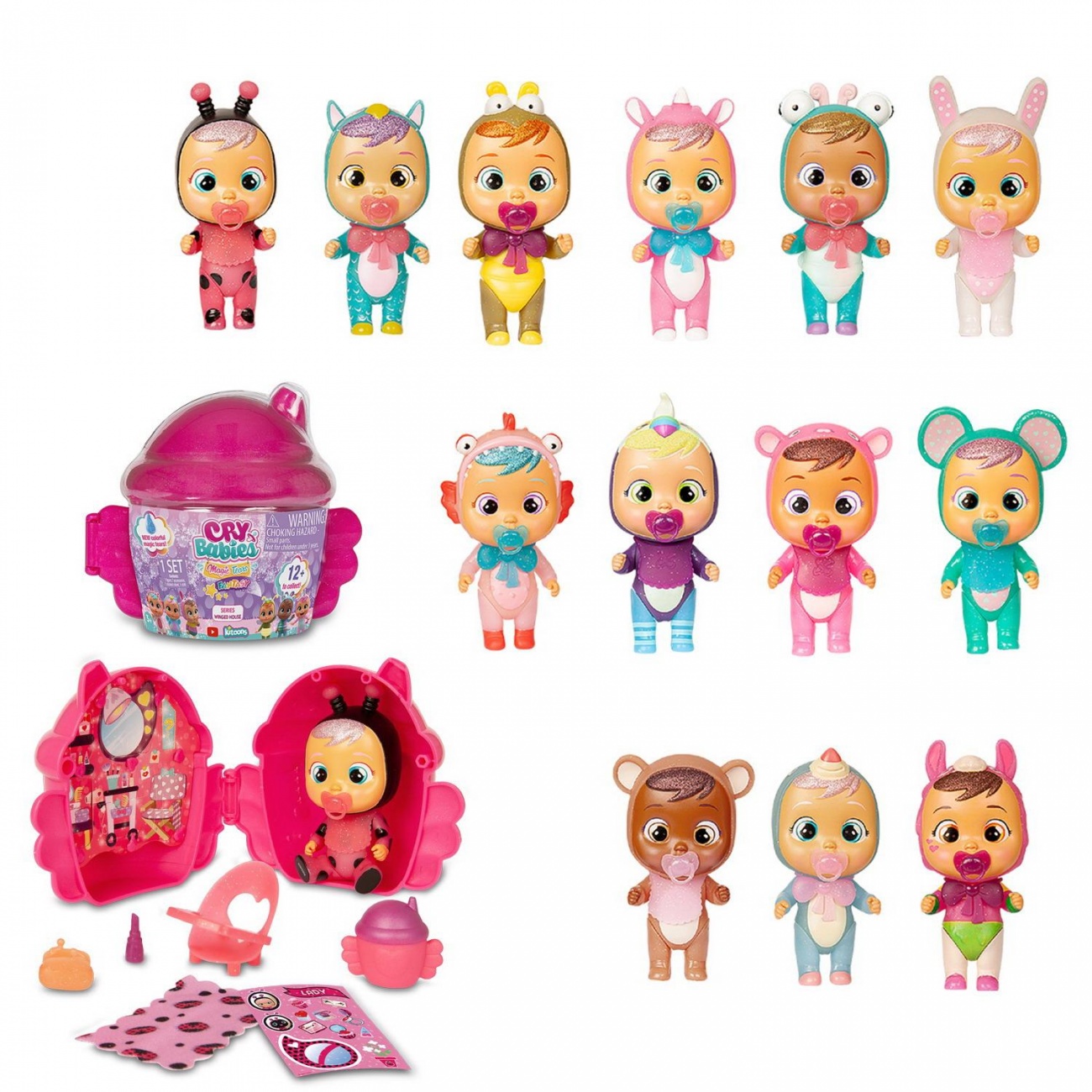 Кукла IMC Toys Cry Babies Magic Tears серия FANTASY WINGED HOUSE 12 видов в асс. цвет розовый 90859/90378-P
