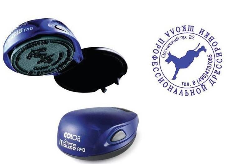 Оснастка для печати овальная Colop Stamp Mouse 40 мм с крышкой синяя 134912
