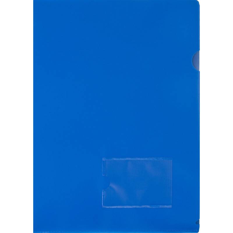 Папка-уголок с карманом для визиток Attache A4 пластиковая 180 мкм синяя (20 шт в уп) 1209227
