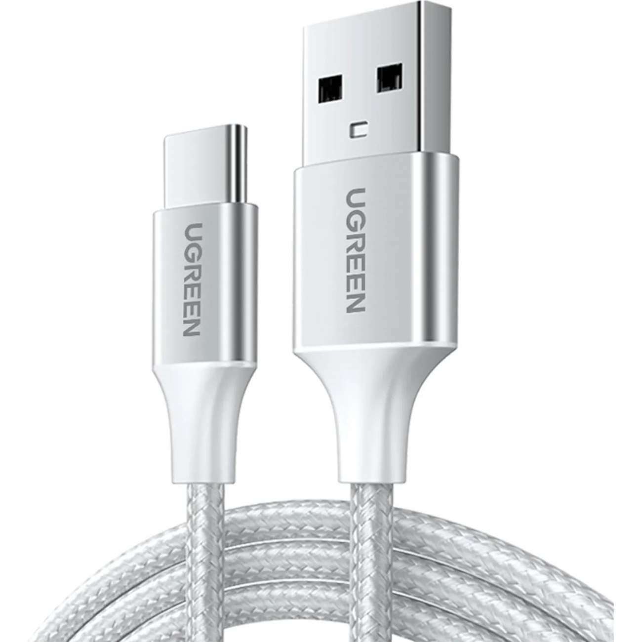Кабель UGREEN US288 (60131)USB-A to USB-C Nickel Plating Alum.Braid 1м бел 2418883 60131_