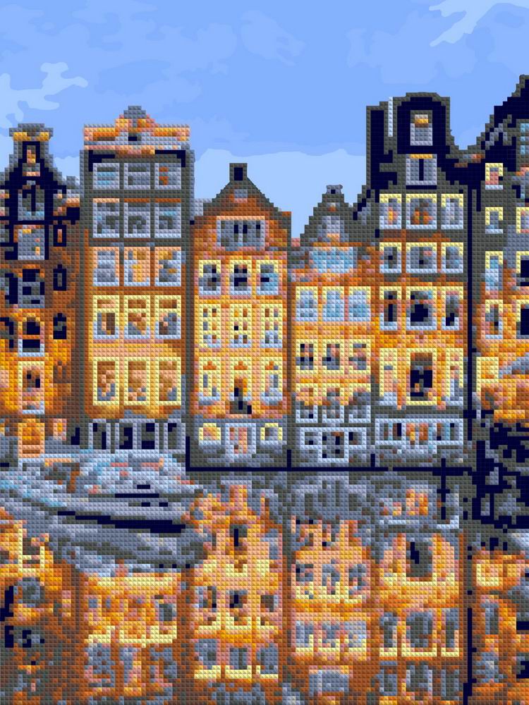 Набор для творчества LORI Алмазная мозаика Тихий Амстердам частичное заполнение 30х40 см Ам-059