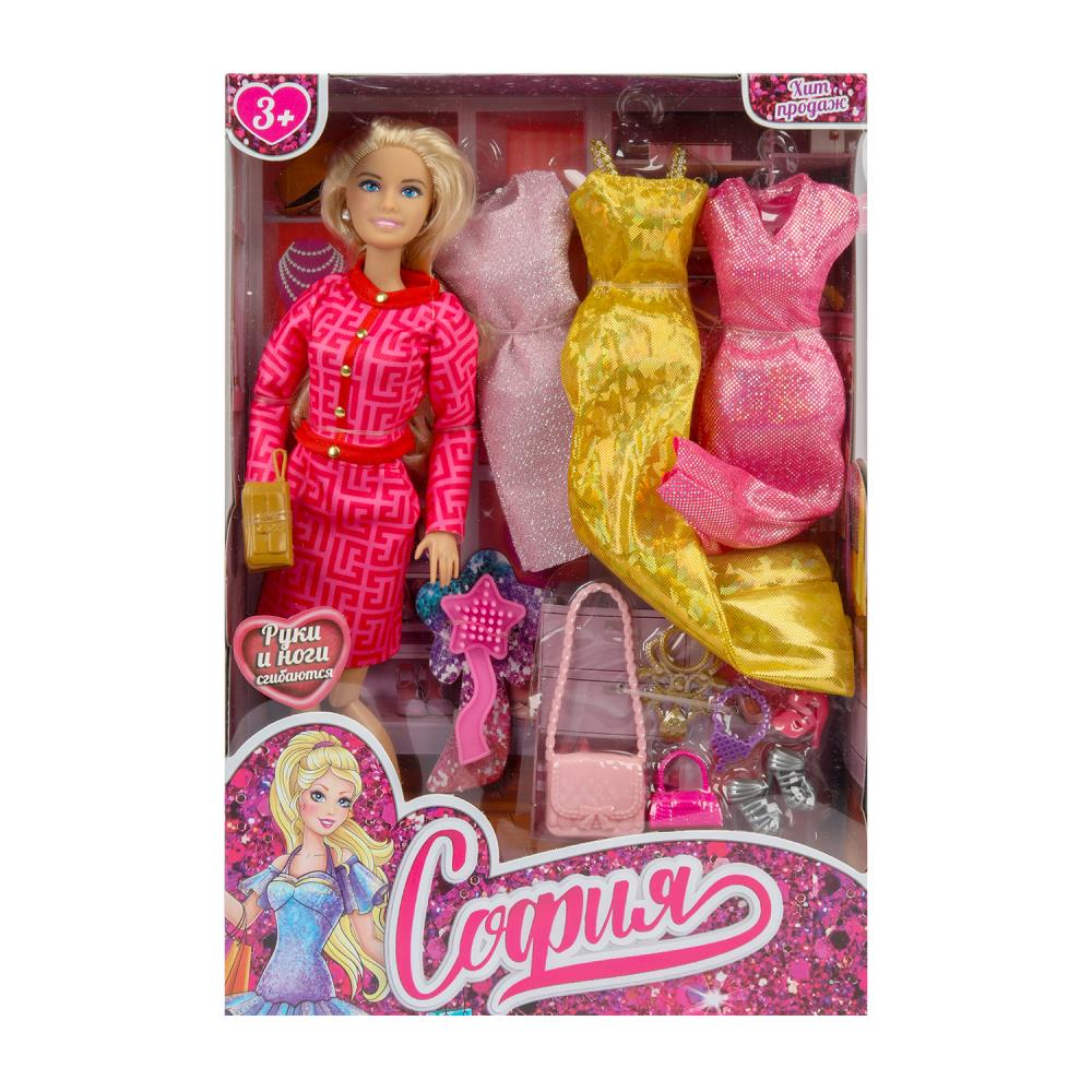 Кукла 29 см. София, руки и ноги сгибаются, 3 комплекта одежды, аксесс. Карапуз 66001-DRESS17-S-BB (24)