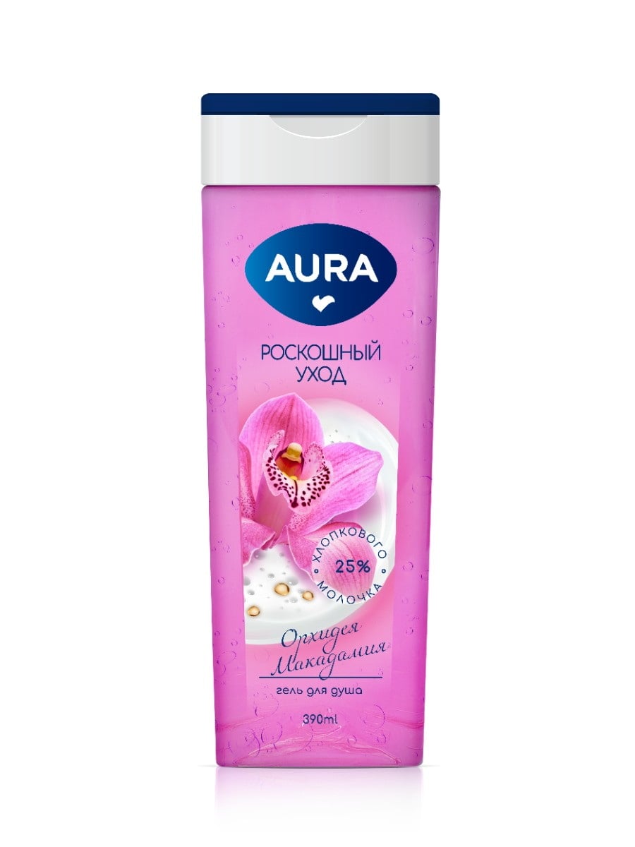 AURA Гель для душа Орхидея и Макадамия флакон/флиптоп 390мл 4600999060960