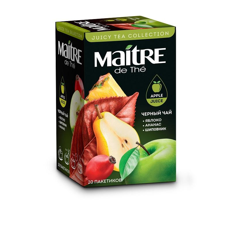 Чай черный в пакетиках Maitre с соком яблока и ягодами, 2грx20пак MAITRE de The 1837110 бак034