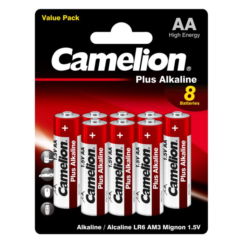 Батарейки Camelion Plus Alkaline BL8 AA/LR6 (LR6-BP5+3) 8шт/уп 1619504 14133