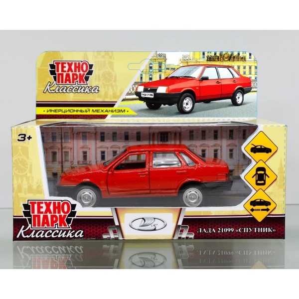 Машина металлическая, Ваз-21099 "Спутник" 12 см. красный, Технопарк 21099-12MAT-RD (72)