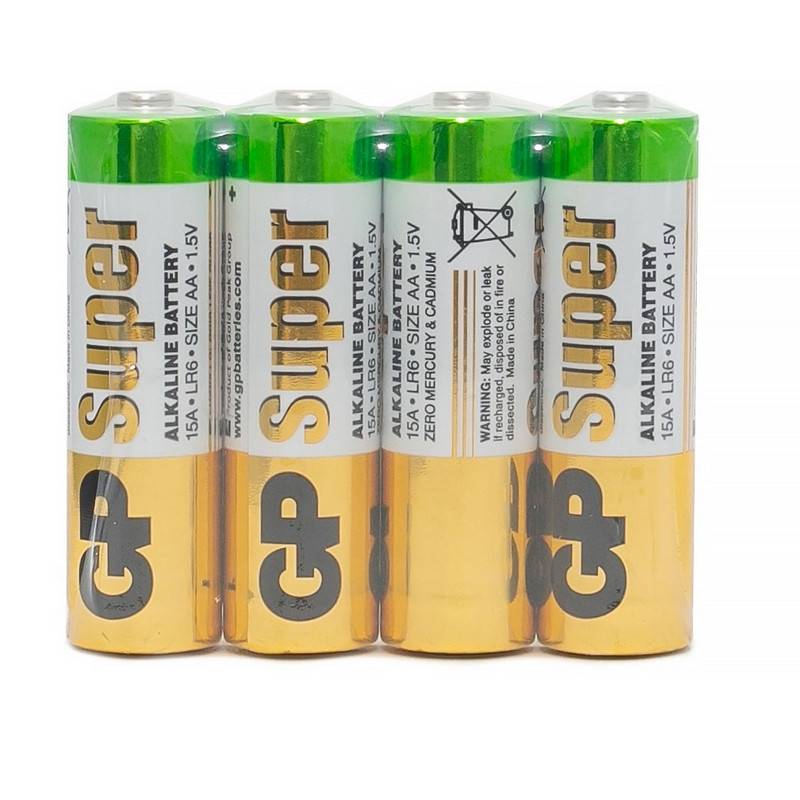 Батарейки GP Super пальчиковые AA LR6 (4 штуки в уп) 15ARS-2SB4 222159