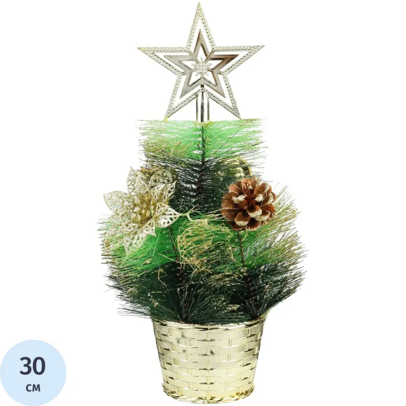 Елка Декоративная с золотым декором в горшке, 30 см Т-4391 Miland 2118628