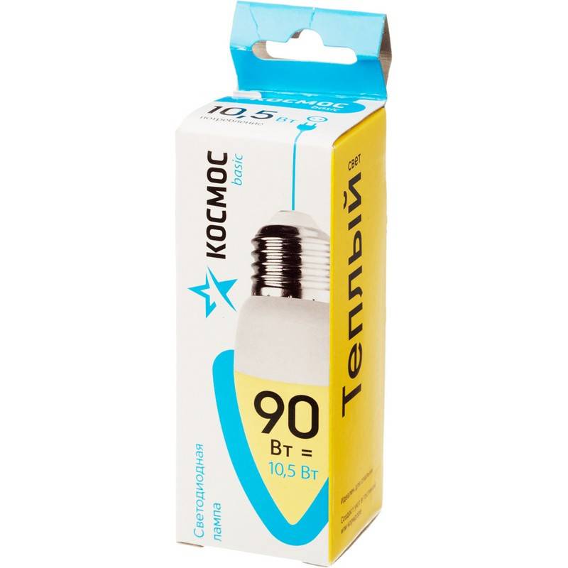 Лампа светодиодная Космос 10.5Вт E27 свеча 3000 К теплый белый свет LkecLED10.5wCNE2730 913804