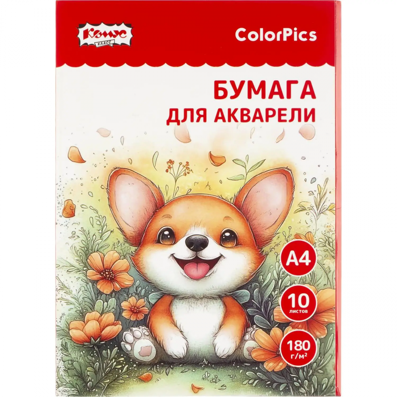 Бумага д/акварели Комус Класс Colorpics 180 гр, А4, 10 листов 2232484
