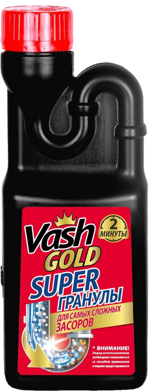 Средство для прочистки труб гранулированное Vash Gold Super гранулы 600 гр 4650058307338