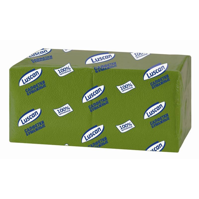 Салфетки бумажные Luscan Profi Pack 1-слойные 24х24 зеленые 400 штук в уп 476880