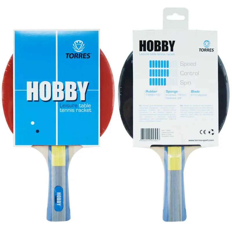 Ракетка для настол. тенниса TORRES Hobby, TT0003, коническая ручка 1996776