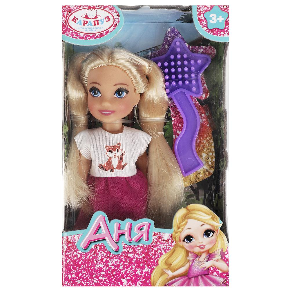 Кукла-мини Аня в платье, 12 см. Карапуз ANNA-C12-BB