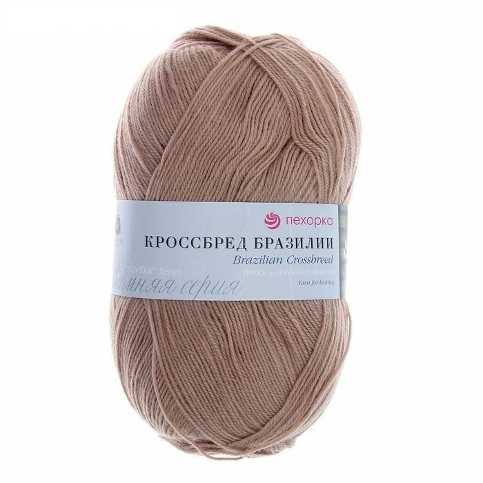 Пряжа ПЕХОРКА Кроссбред Бразилии 500м/100г цвет 274-Серобежевый 2120612740