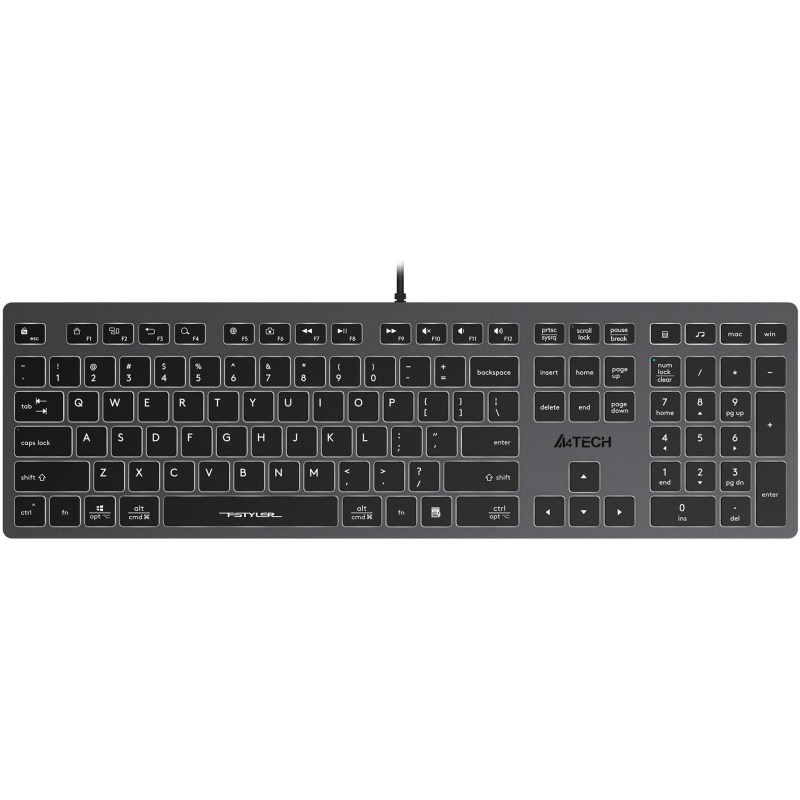 Клавиатура A4Tech Fstyler FX60 серый USB slim LED (FX60 GREY / WHITE) 1777602
