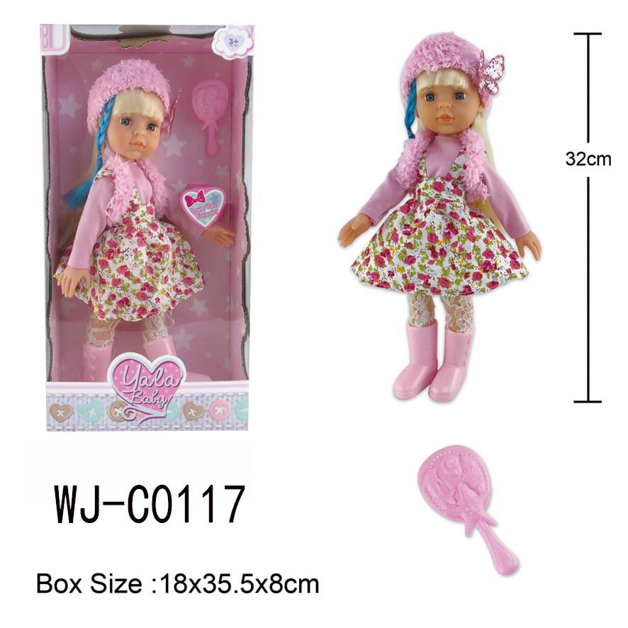 Кукла ABtoys Времена года 32 см в розовой кофте, сарафане с цветочным рисунком, шапке PT-01849