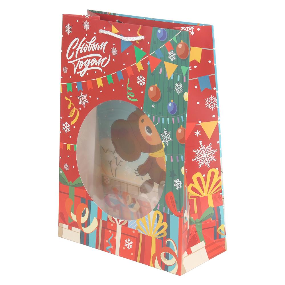 Пакет подарочный с окошком ML, "Чебурашка новогодний", 190 гр/м Чудо праздник PML-130564-CH