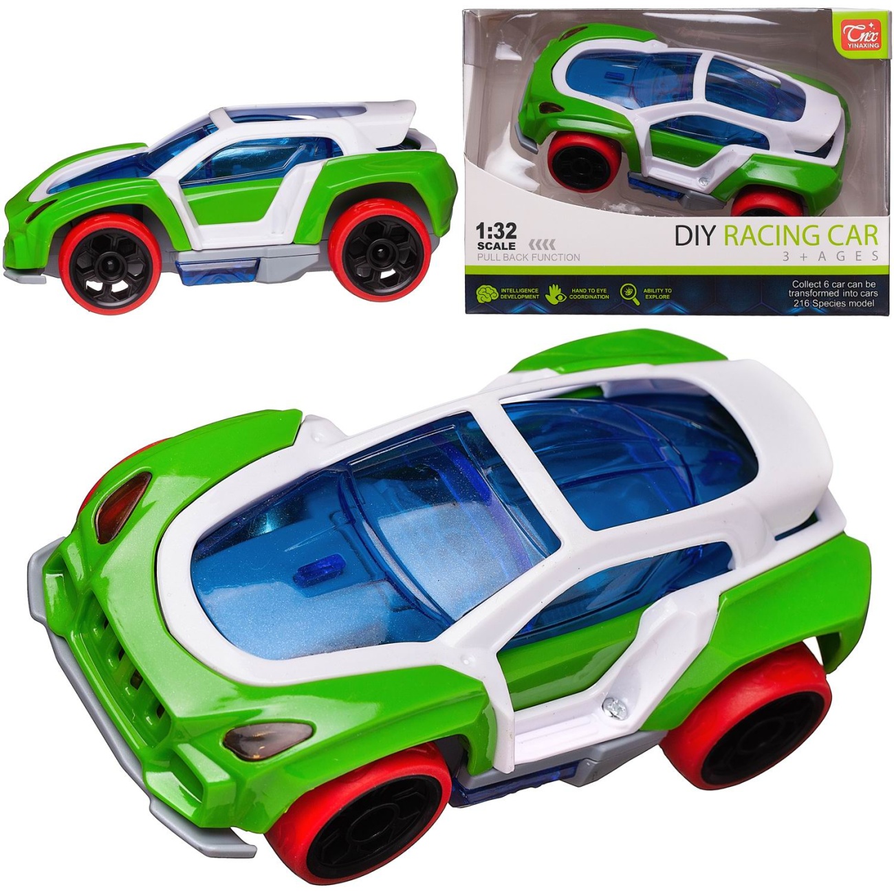 Машинка Junfa спортивная инерционная зеленая 12,5х6х4,5 см WE-13463