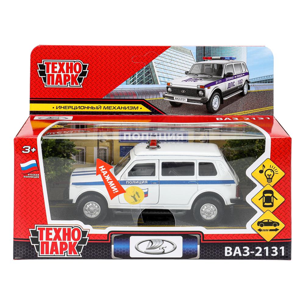 Машина металлическая, свет-звук, "Лада 4x4 2131" Полиция, 12,8 см. Технопарк LADA4X42131-13SLPOL-WH
