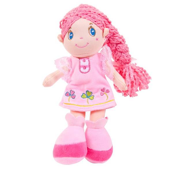 Кукла, с розовой косой в розовом платье, мягконабивная, 20 см, игрушка Creation M6013