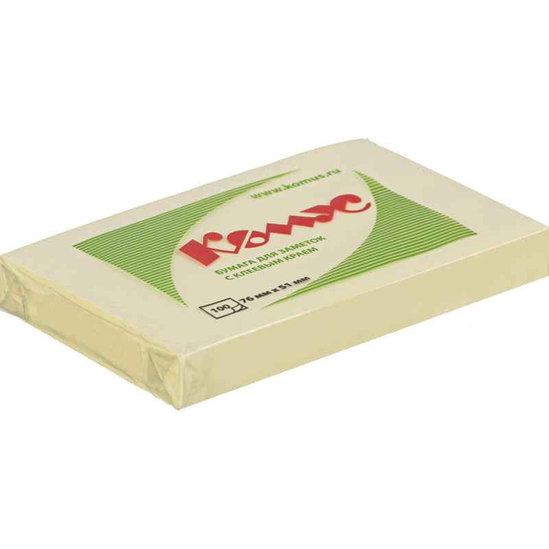 Стикеры Комус с клеев.краем 76х51 желтый 100л 154928