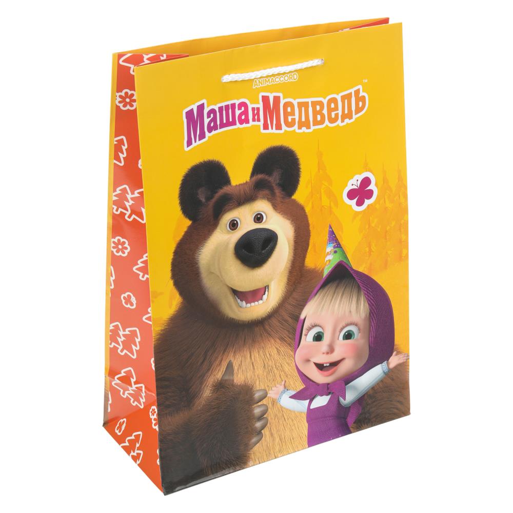 Пакет подарочный глянцевый "Маша и Медведь" ML, 140 гр/м Чудо праздник PML-127510-MB