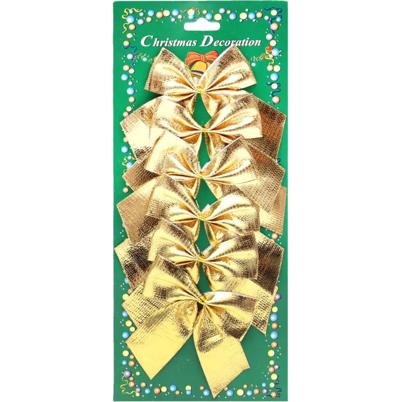 Набор елочных бантов Украшение новогоднее, 6шт.Золотые бантики,8см,НУ-4449 Miland 1829757
