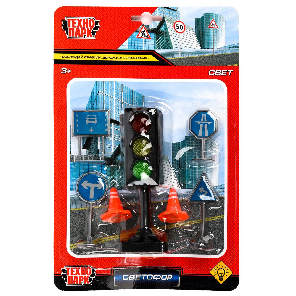 Модель светистся "Светофор с дорожными знаками" Технопарк 2010Z246-TRAFFICLIGHT-R (192)