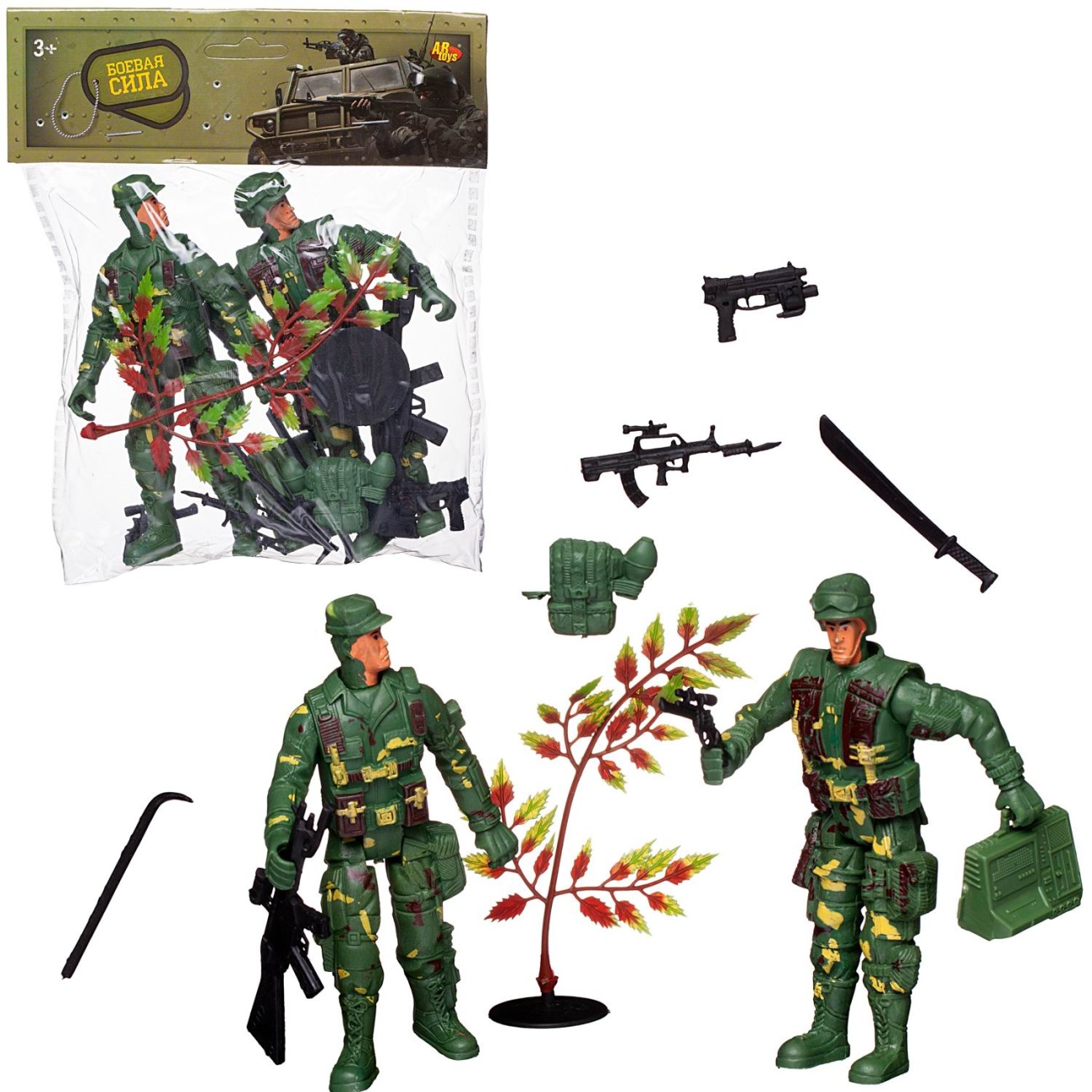 Игровой набор Abtoys Боевая сила Два солдата с игровыми предметами PT-01784