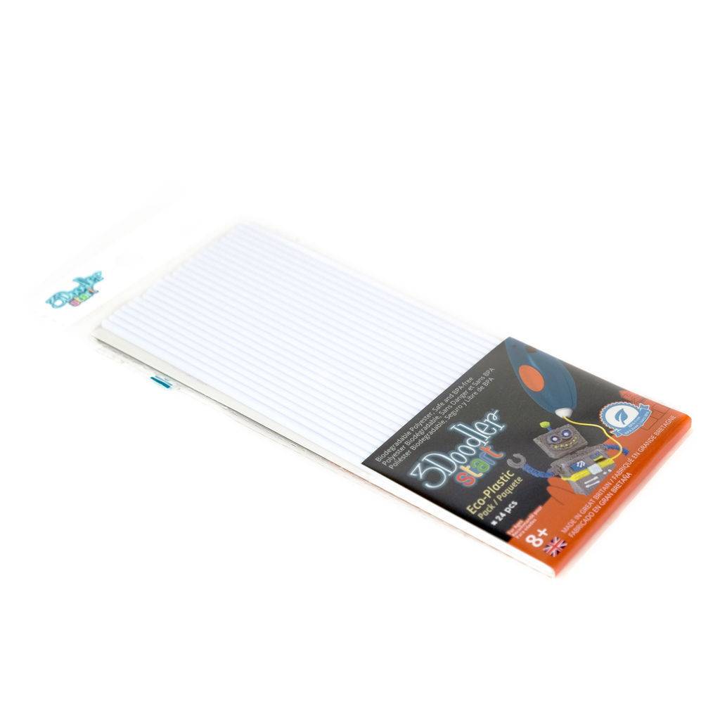 Эко-пластик к 3Д ручке 3DOODLER START, цвет белый, 24 шт Wobble Works 3DS-ECO01-WHITE-24