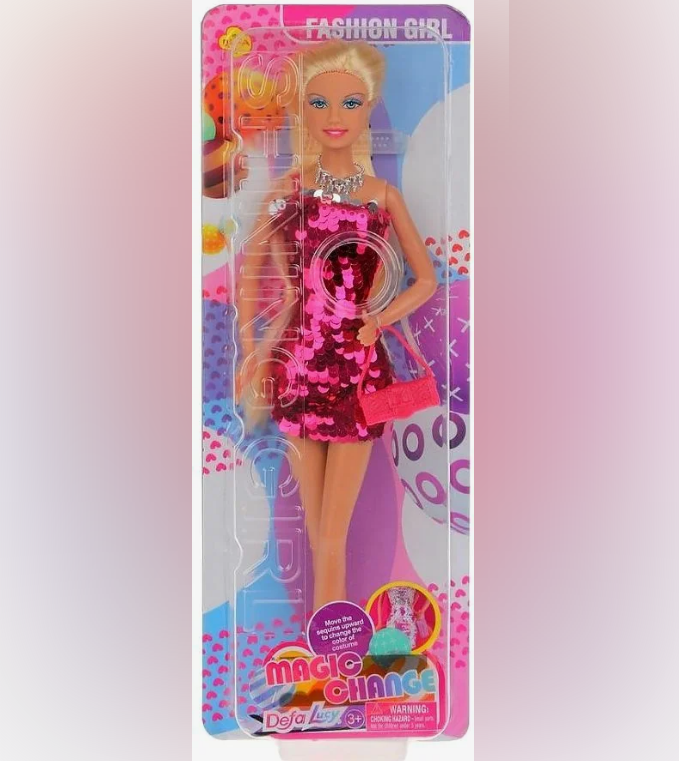 Кукла с розовыми двусторонними пайетками, 1 аксессуар DEFA LUCY 8435b
