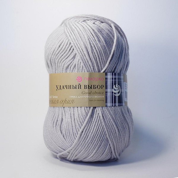 Пряжа ПЕХОРКА Удачный выбор 200м/100г цвет 08-Св.Серый 2125260080
