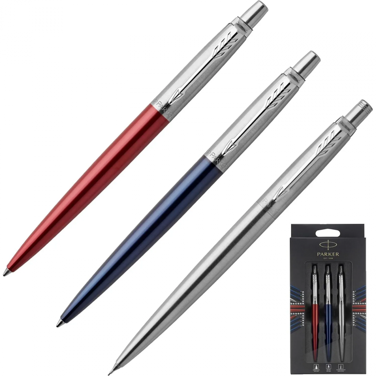 Набор ручек Parker Jotter London Trio:шар+гелевая+мех.каранд,кор 2032740 1940530