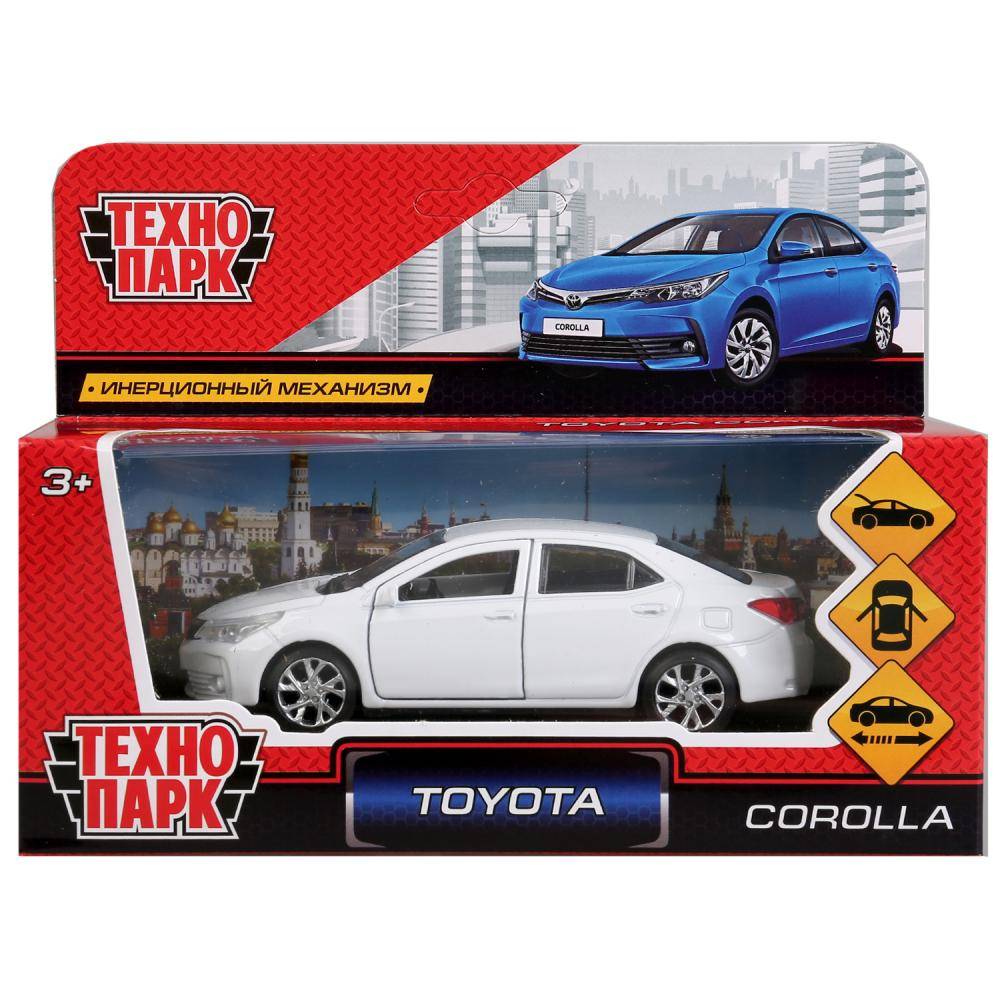 Машина металлическая Toyota Corolla, 12 см, открываются двери, инерционная, белая Технопарк COROLLA-WT