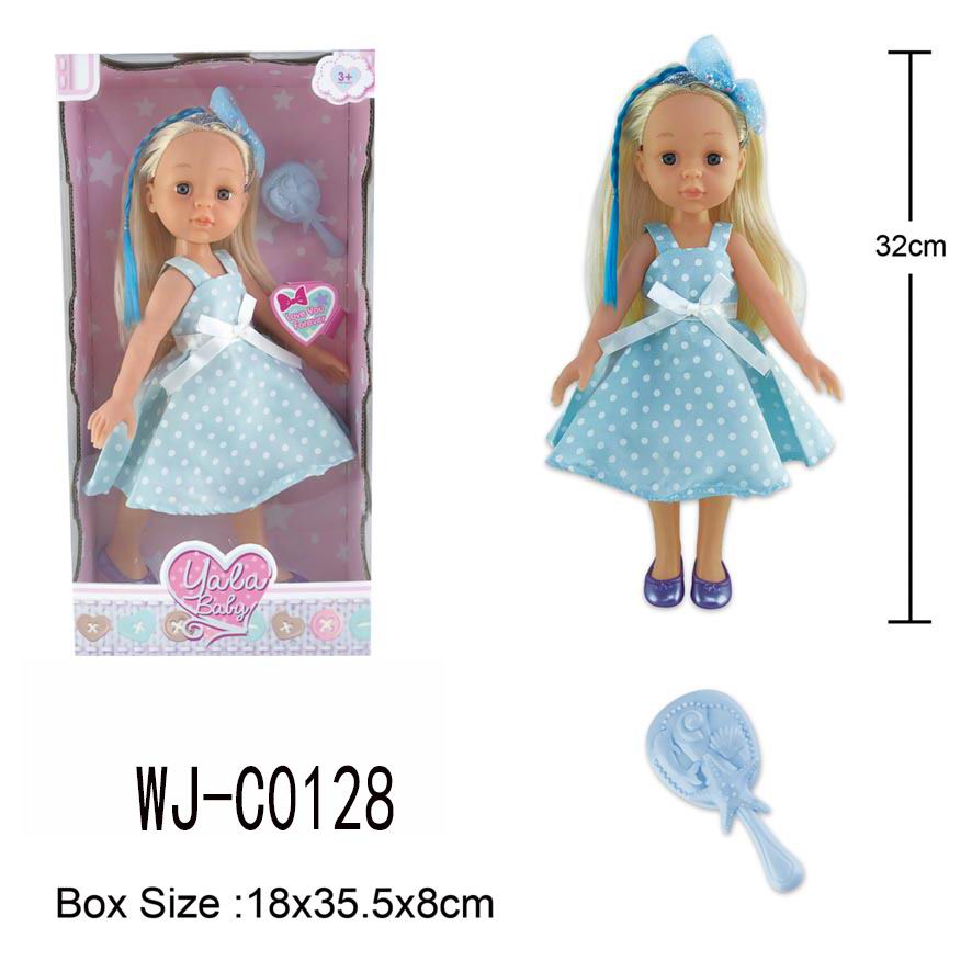 Кукла ABtoys Времена года 32 см в голубом сарафане в белый горошек PT-01857