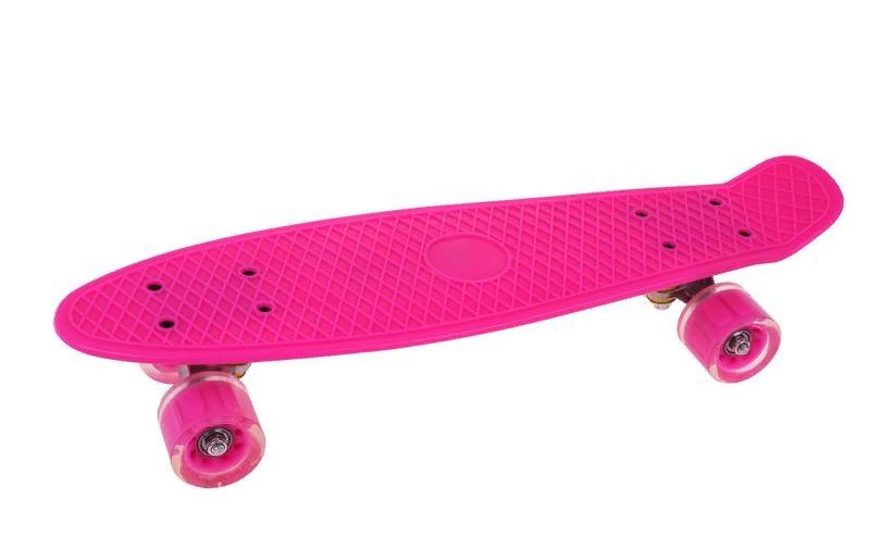 Скейтборд 56 см, колеса со светом, крепления алюмин. розовый Наша Игрушка 636146