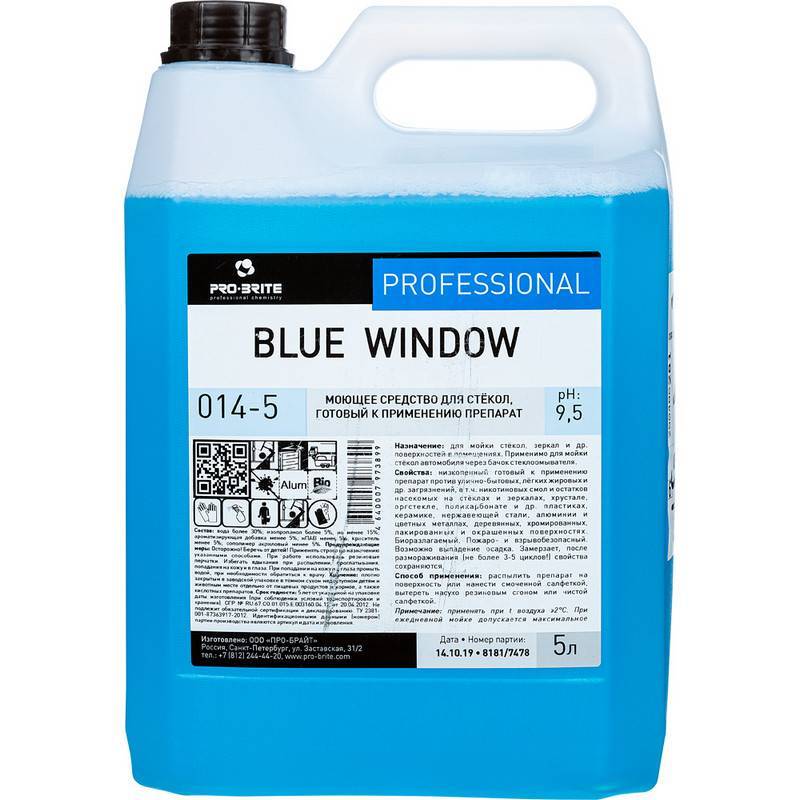 Моющее средство для стекол Pro-Brite Blue Window (014-5) 5 л (готовое к применению средство) 605801