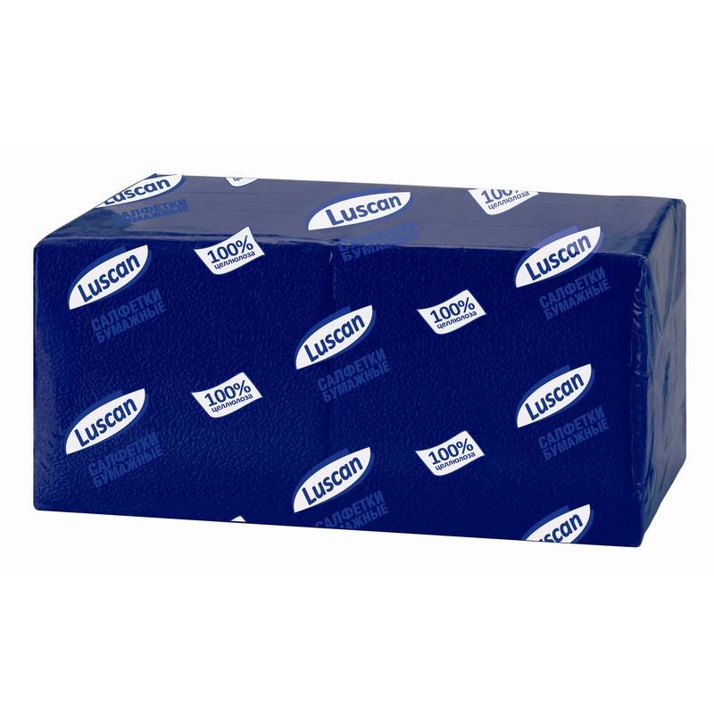 Салфетки бумажные Luscan Profi Pack 1-слойные 24х24 синие 400 штук в уп 476881