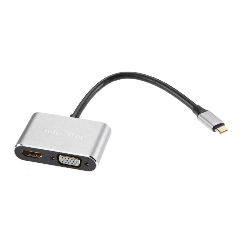 Кабель USB3.1 TypeCm - HDMI+USB3.0+PD+VGA AluM&Grey 4K, Telecom lt;TUC055 1538023