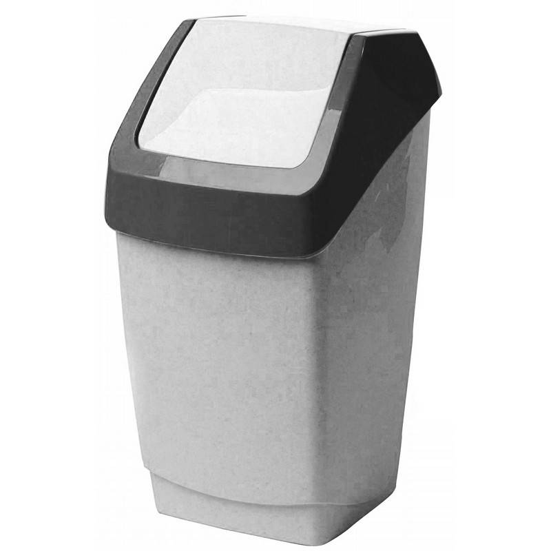 Ведро для мусора с крышкой-вертушкой М-пластика Хапс 7 л пластик серое (21х20х37 см) 392937