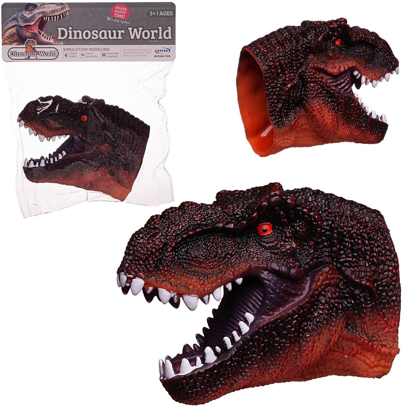 Игрушка на руку Junfa Голова динозавра зубастая коричневая WA-26784