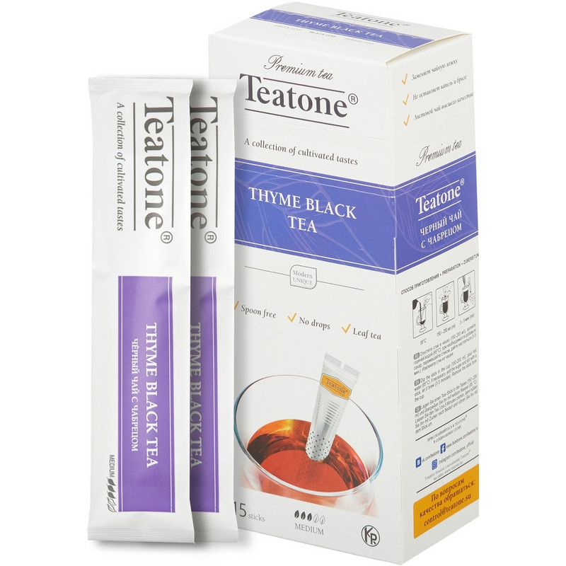 Чай Teatone черный с чабрецом в металл.стике 15шт/уп. 745 399743