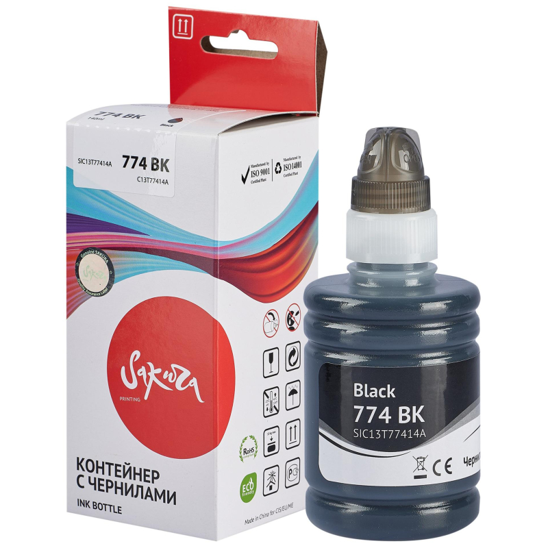 Чернила Sakura C13T77414A (774 BK) пиг.чер.140мл. для Epson M100/M200/L605 1898475 SIC13T77414A