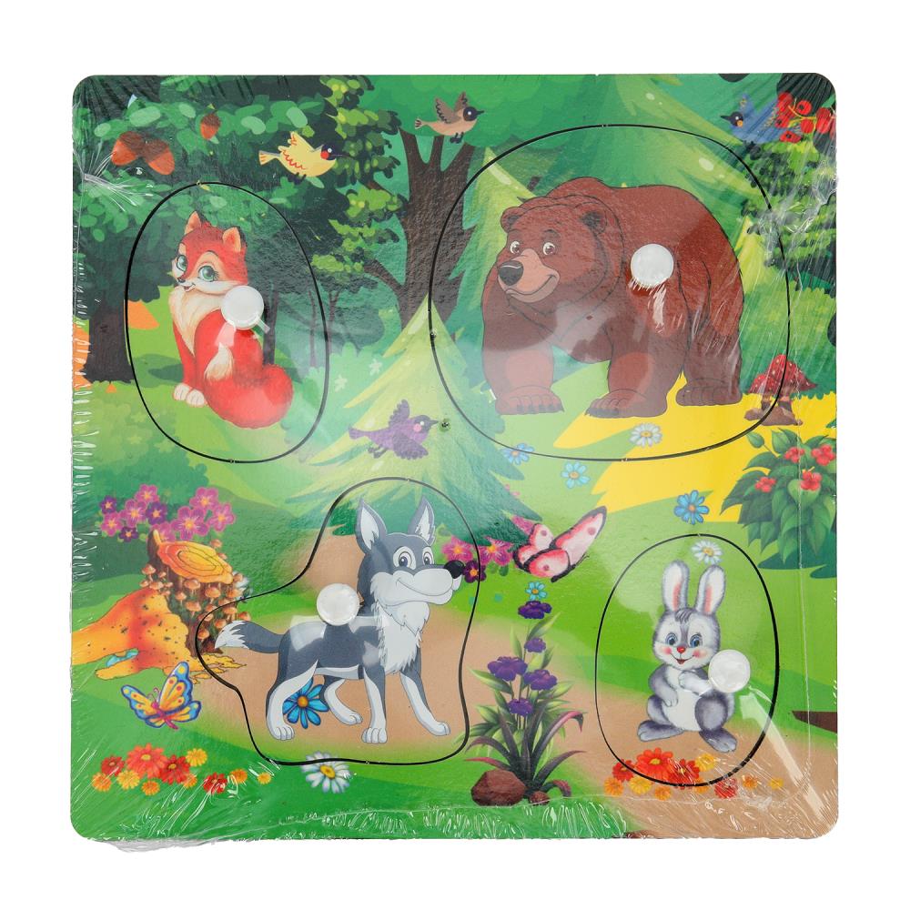 Игрушка деревянная рамка-вкладыш "Животные" Буратино игрушки из дерева BRT04