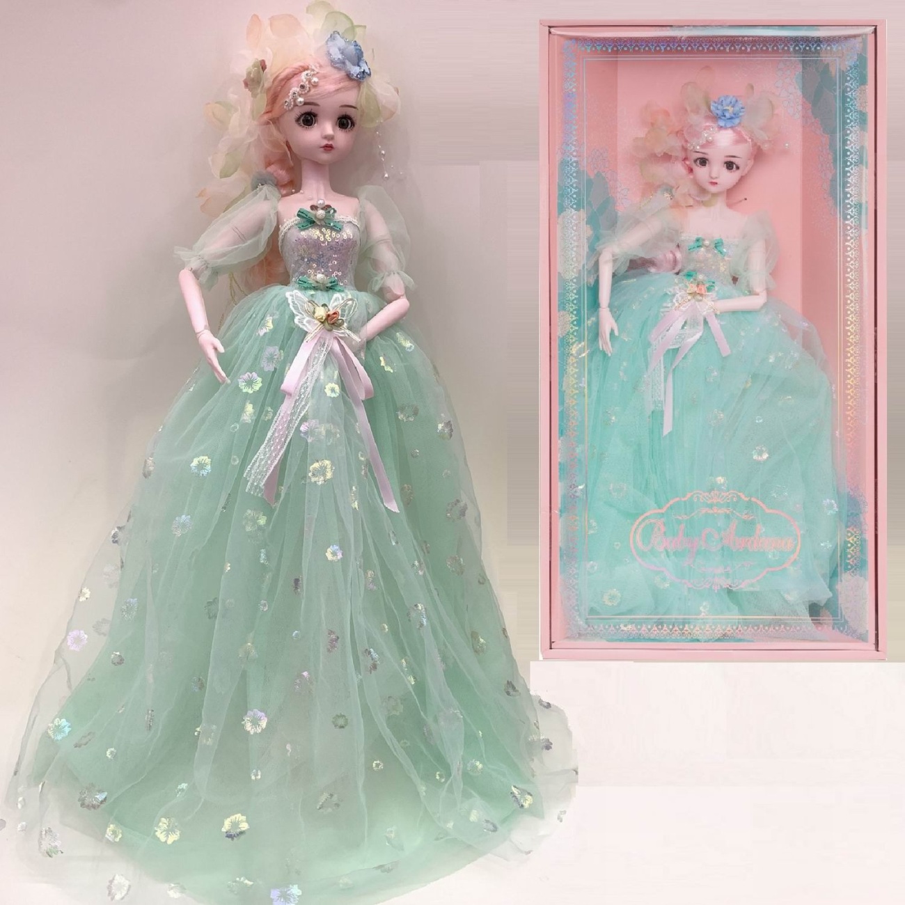 Кукла Junfa Ardana Princess 60 см в роскошном длинном зеленом платье WJ-36569/зеленое