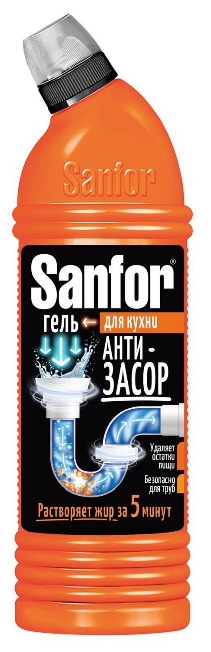 Средство Sanfor для очистки труб для труб (прочистка труб на кухне) 1000г 4602984011254
