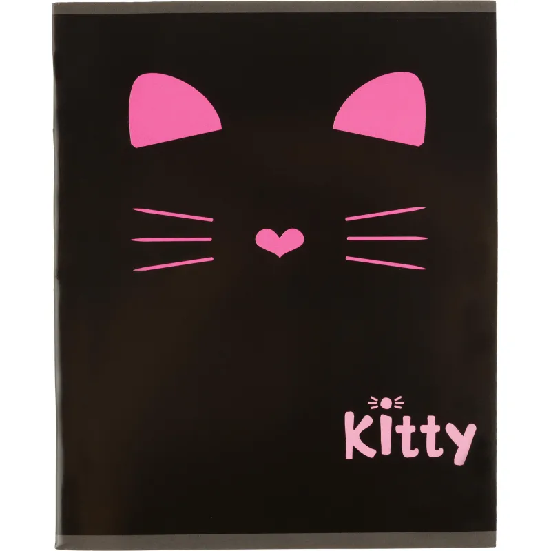Тетрадь общая А5 48л Kitty черн,клет,скреп, ВД-лак №1 School 1819934