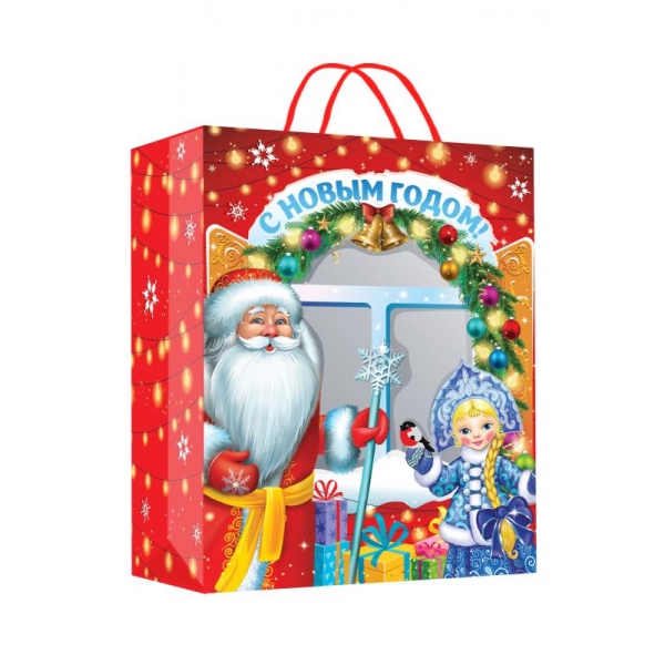 Пакет подарочный с окном из pvc размер M, 18х23х10 см. Чудо праздник PWM-113272-NY