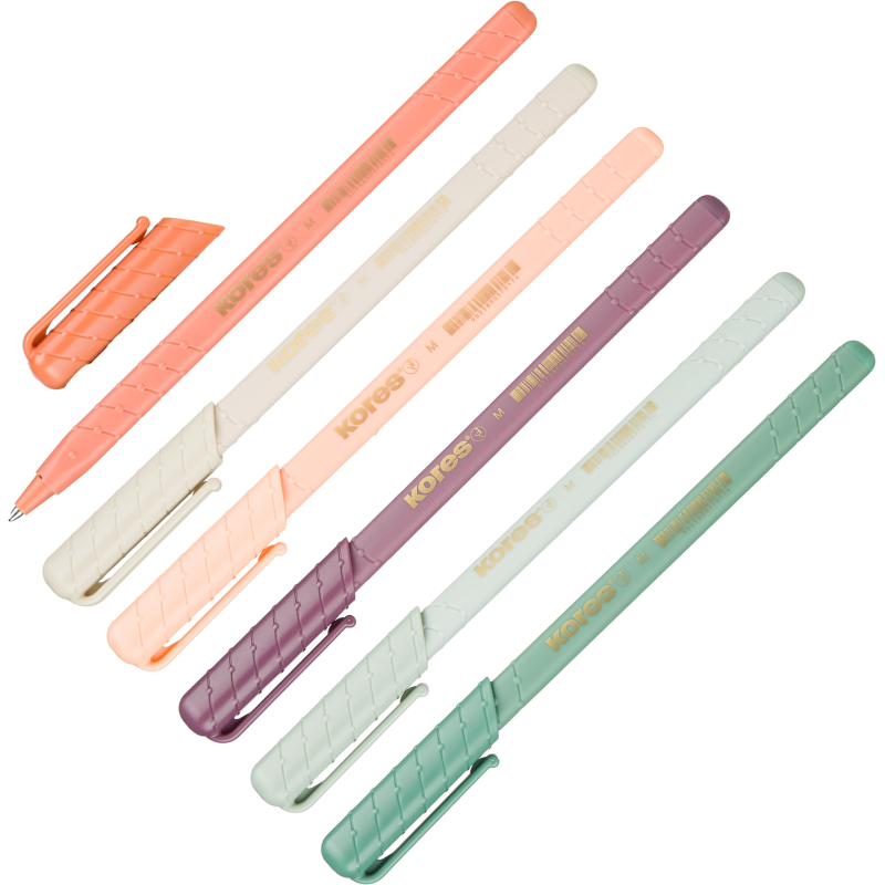 Набор шариковых ручек K0RM VintageStyle 3гран,корп.металлик,синие,6шт 37067 Kores 1801185